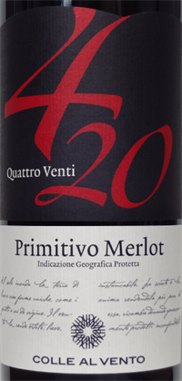 Colle al Vento 4/20 Primitivo-Merlot Puglia igp 2015